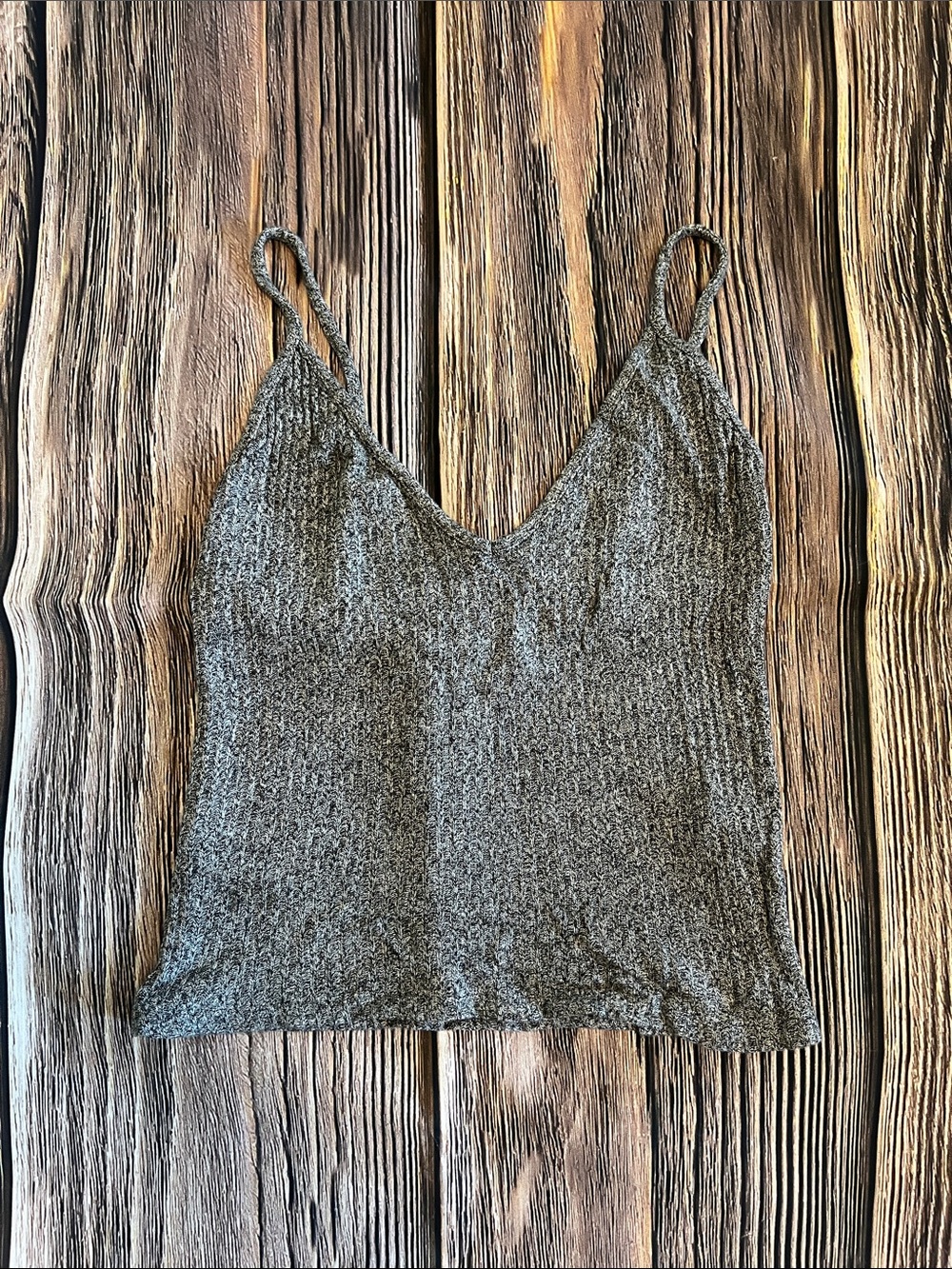 Brandy Melville Gray Ribbed V-Neck Cami
